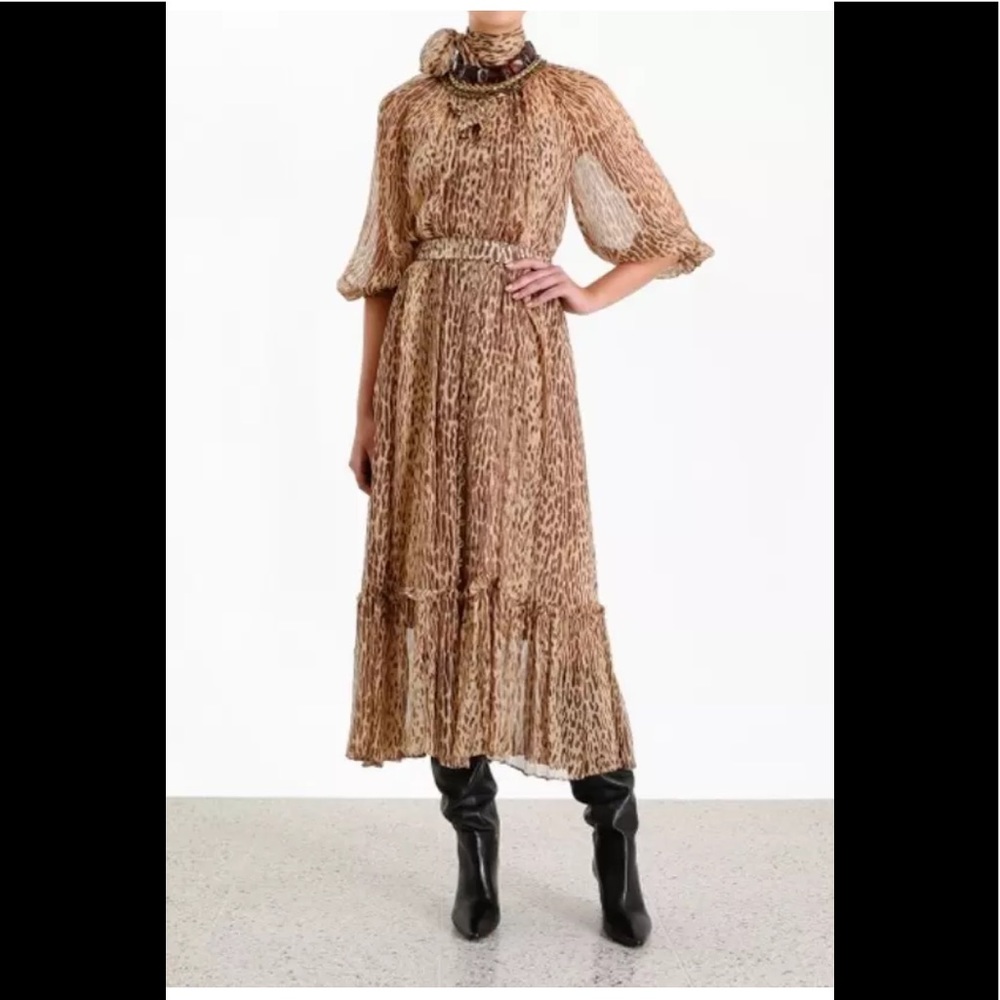 ZIMMERMANN Espionage High Neck Dress Animal Print ZIMMERMANN Espionage High Neck Dress Animal Print